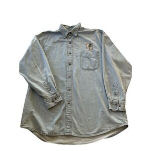 Men's Vintage Polar Graphics USA Long Sleeve Shirt 2X Denim Palm Tree Beach